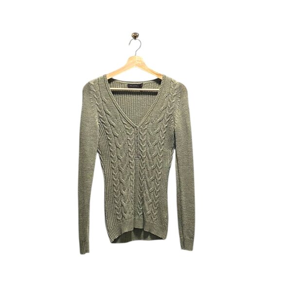 The Limited Cable knit Wool Blend Henley Sweater Olive Green Size M Coastal Cute - Picture 2 of 14